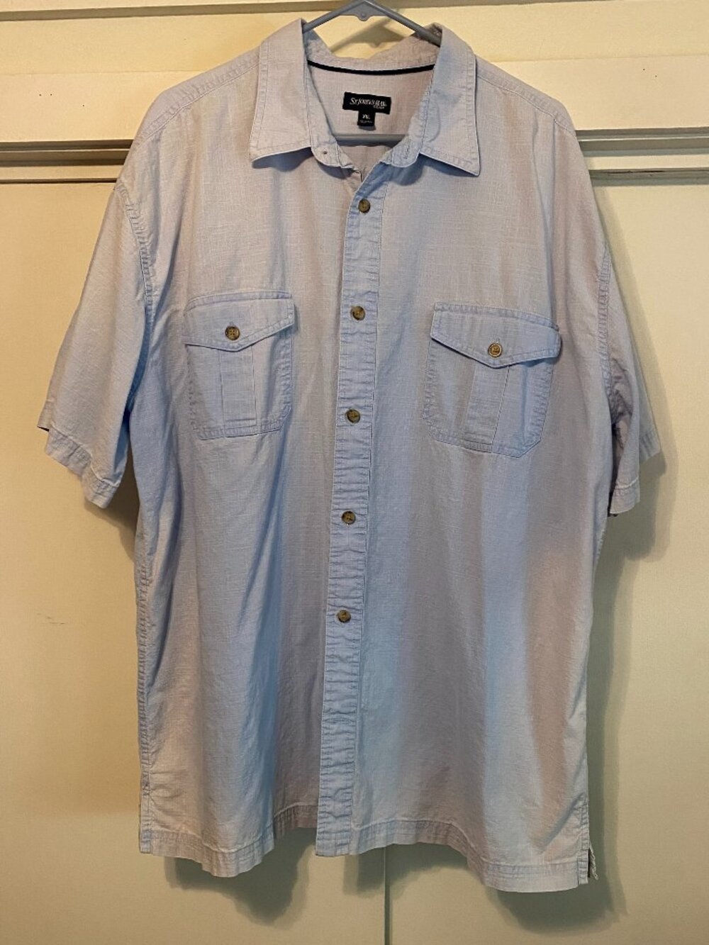 St. John's Bay, Men's 100% cotton, blue/white, here/there color, shirt, size XXL